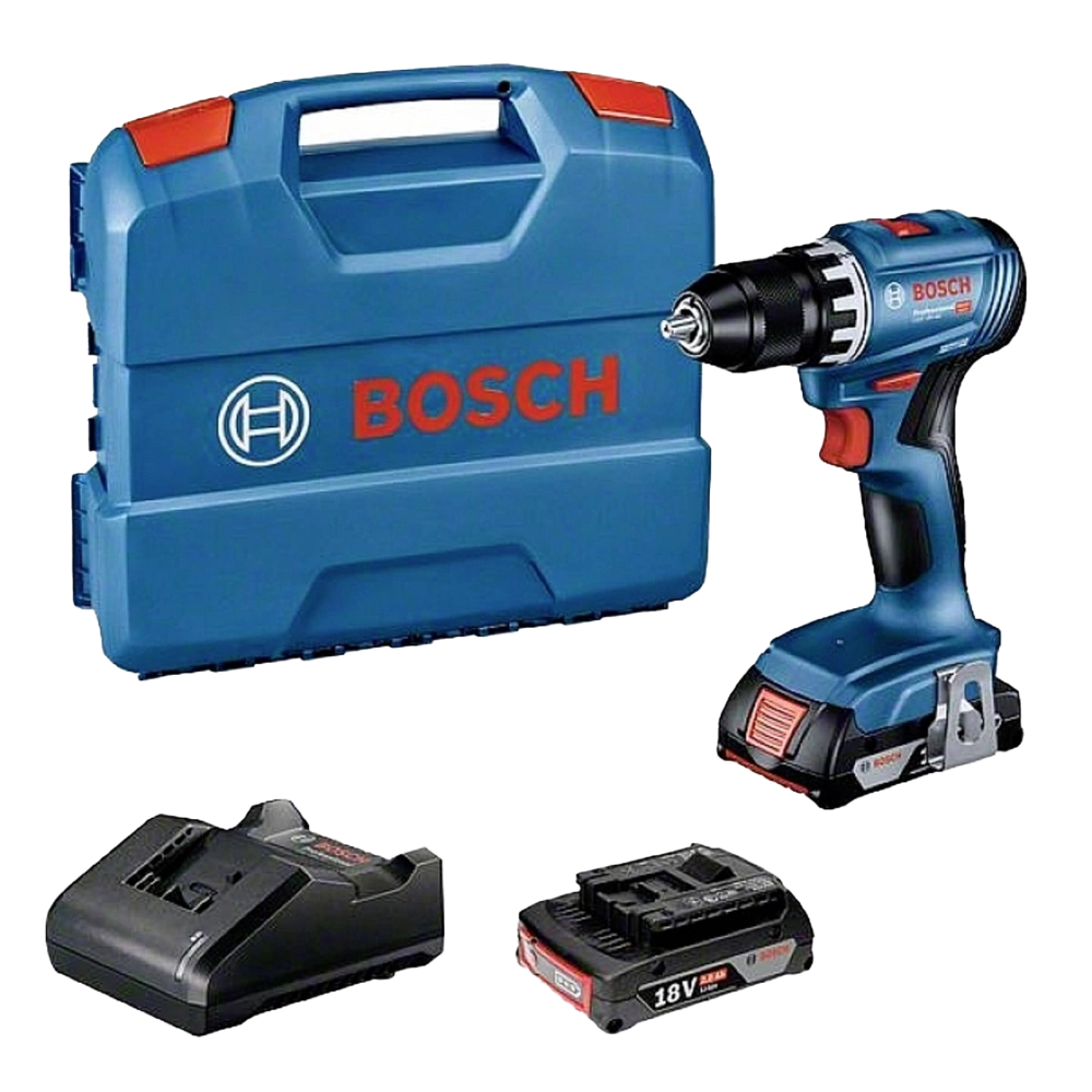 Trapano Avvitatore Bosch Professional 18V/2.0Ah Li-Ion, Movimento Torcente Max 21Nm, 45Nm, Diametro Vite 8mm