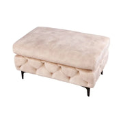 Pouf VELENA champagne – Pouf barocco in velluto con piedi in metallo neri