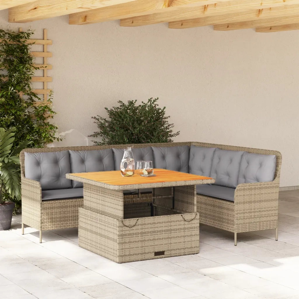 Set Divani da Giardino 2 pz con Cuscini Beige in Polyrattan