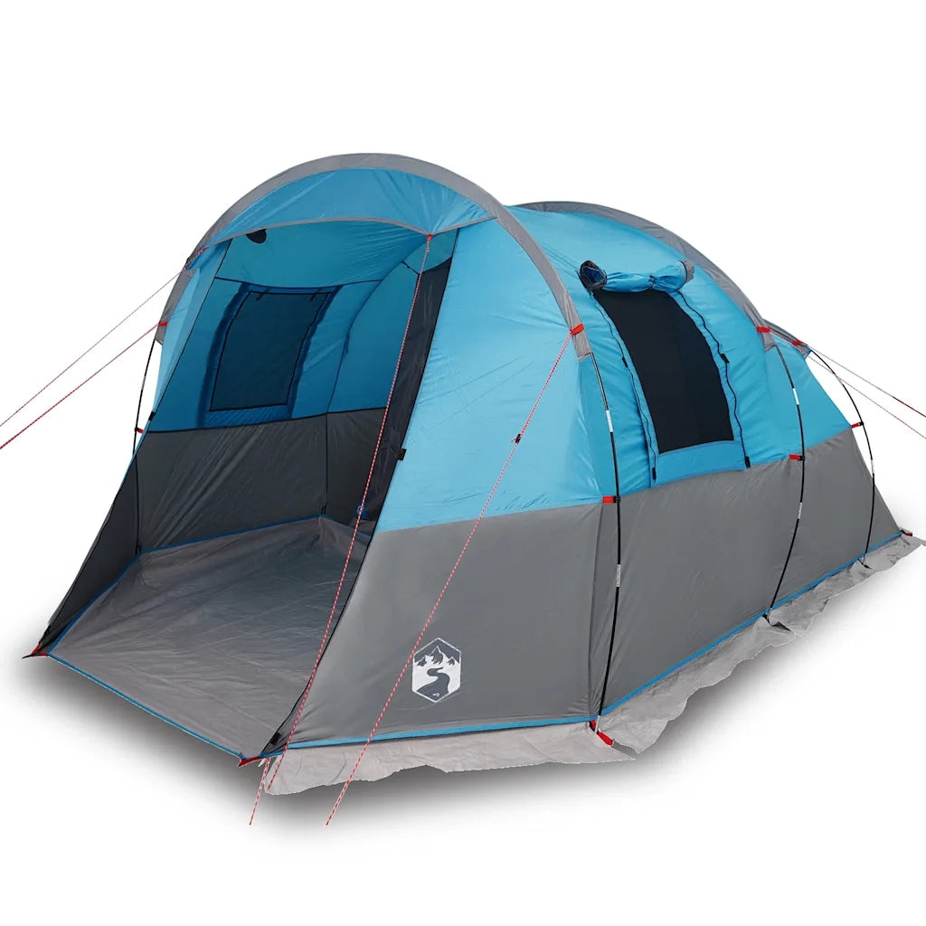 Tenda da Campeggio a Tunnel per 4 Persone Blu Impermeabile 94632