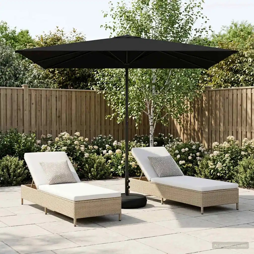 Ombrello da giardino 200 x 300 cm Poliestere Rettangolare Nero 42036209