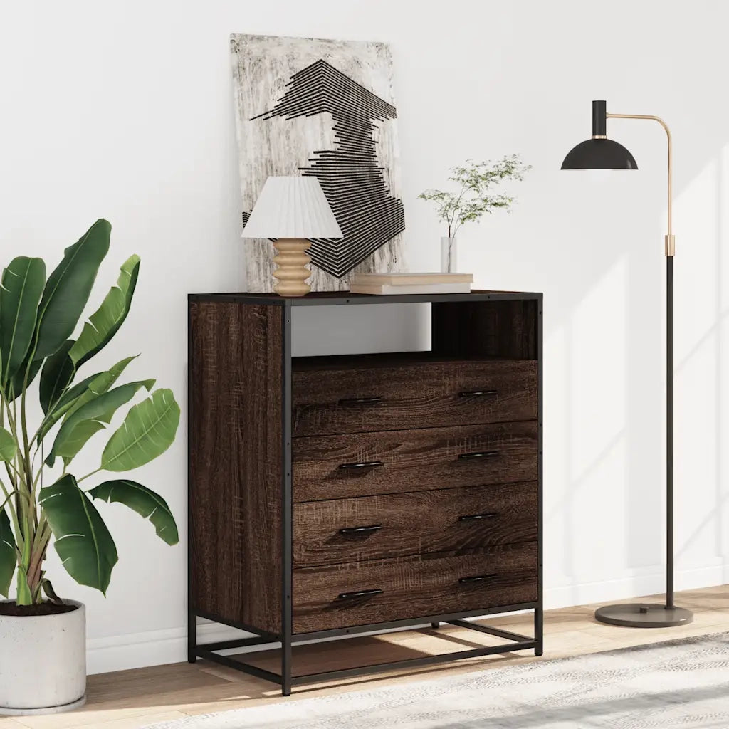 Cassettiera Rovere Marrone 70x41x83,5 cm in Legno Multistrato 849093