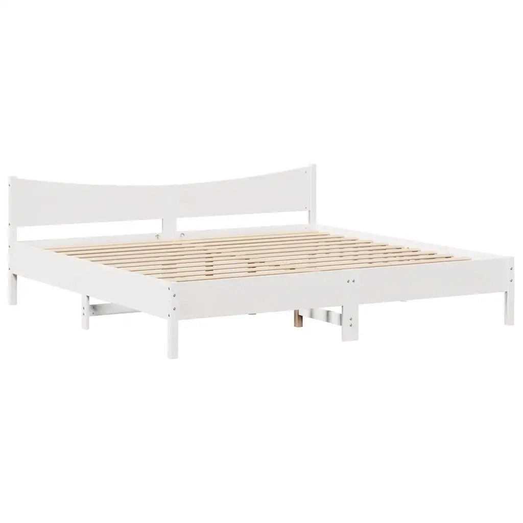 Letto matrimoniale | Letto per adulti | Giroletto con Cassetti Bianco 180x200 cm Legno Massello di Pino