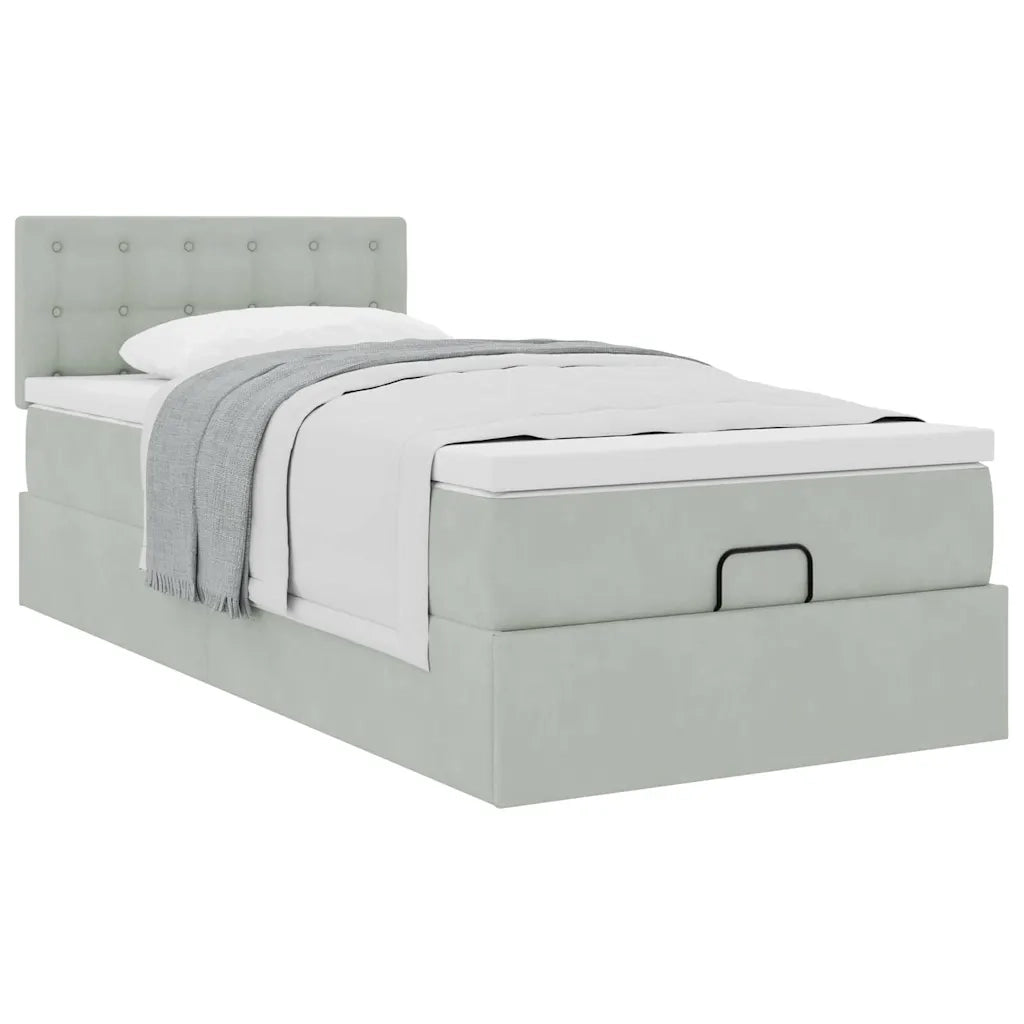 Struttura Letto Pouf con Materasso 90x200 cm in Velluto 3311891