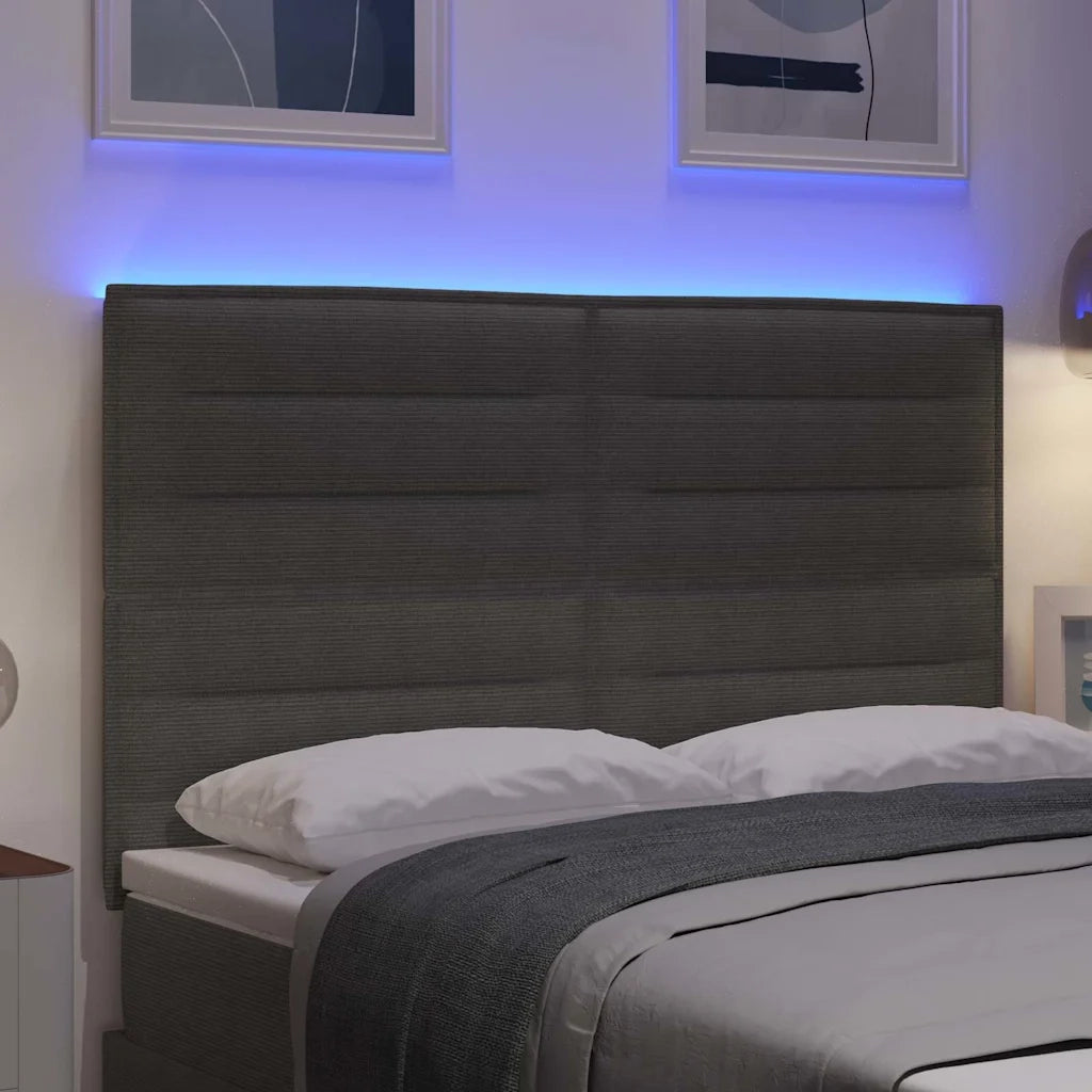 Testiera LED con testiera Grigio chiaro 160 cm Tessuto in Cords 3338330
