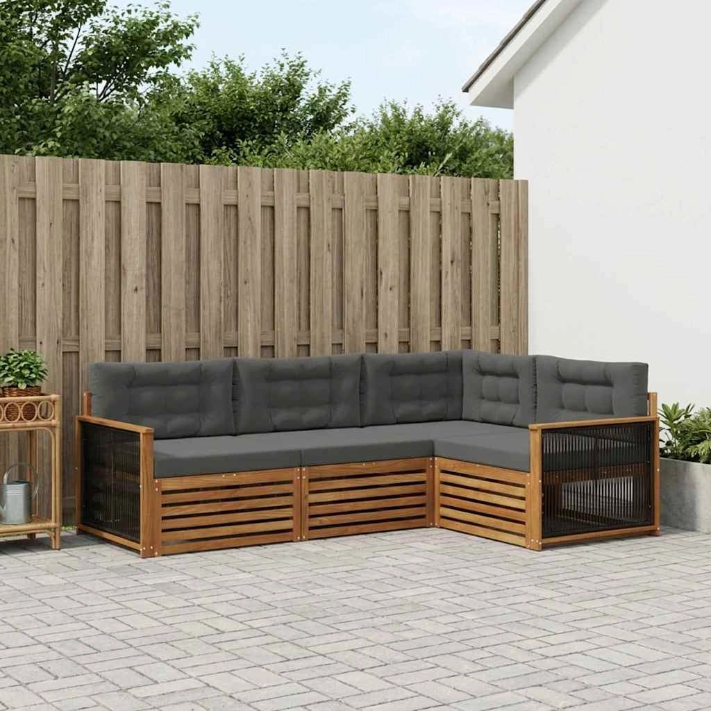 Set di divani da esterno 4 pz Naturale e Antracite 3383295