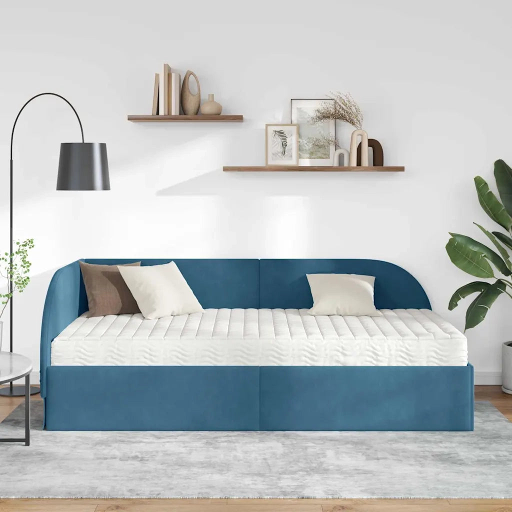 Struttura Letto Angolare con Materasso 2 pcs Blu Velluto 3394183