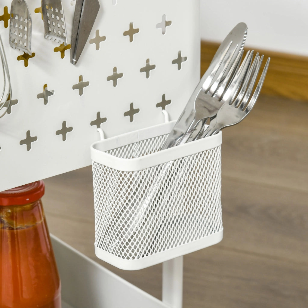 Carrello Multifunzionale con 4 Ganchos e 2 Cestas ¨C zephmum ¨C Bianco 51.5x32x75.6 cm
