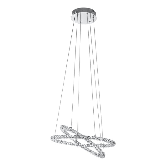 Lampadario A Sospensione Contemporaneo Varrazo Acciaio Cromo 1 Luce Led 29W