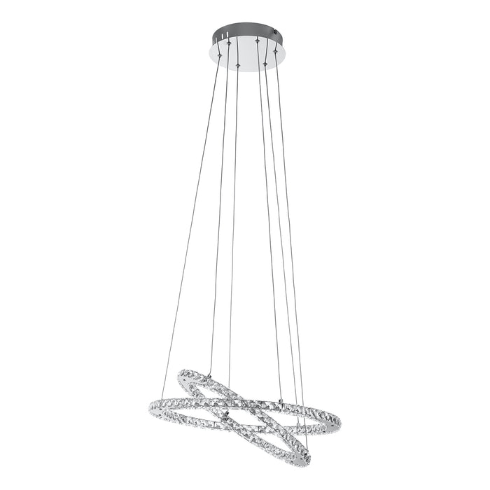 Lampadario A Sospensione Contemporaneo Varrazo Acciaio Cromo 1 Luce Led 29W