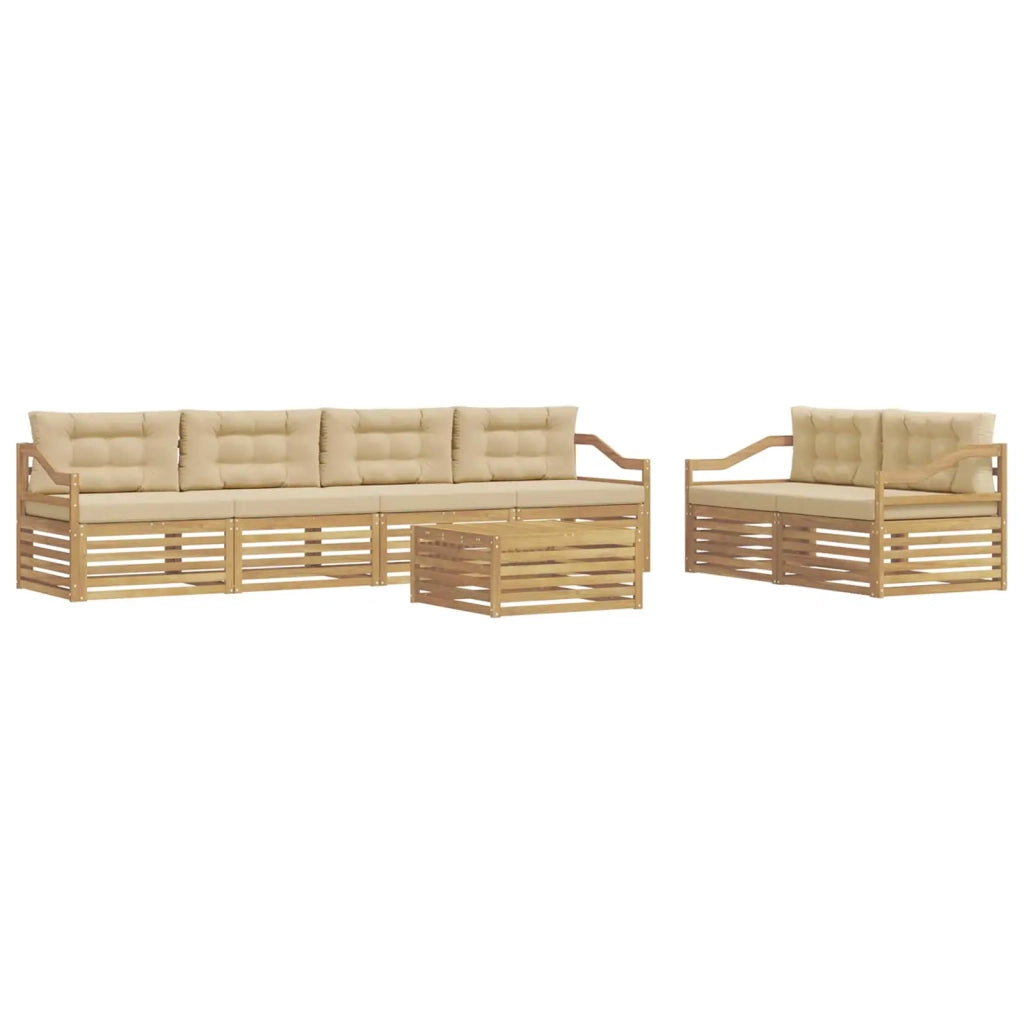 Set di divani da esterno 7 pz Bianco e Beige Poliestere 3390103