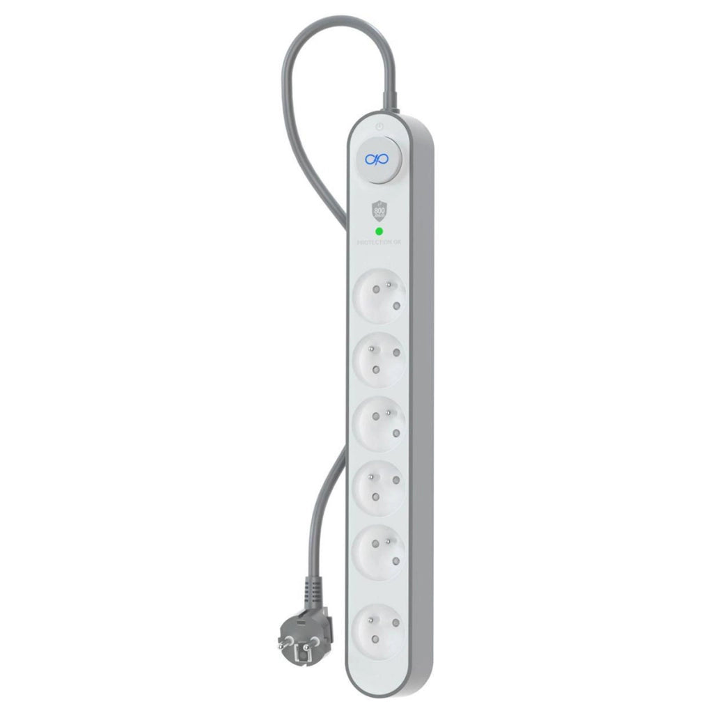 Presa multipla a 6 vie Tipo E 1120J 1,5 m con protezione contro i fulmini Bianco / Grigio Force Power