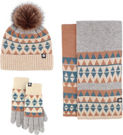 Set di cappello, sciarpa e guanti in lana 3 pezzi invernale caldo resistente al freddo e alla neve set di cappello e guanti in lana per donne - blu