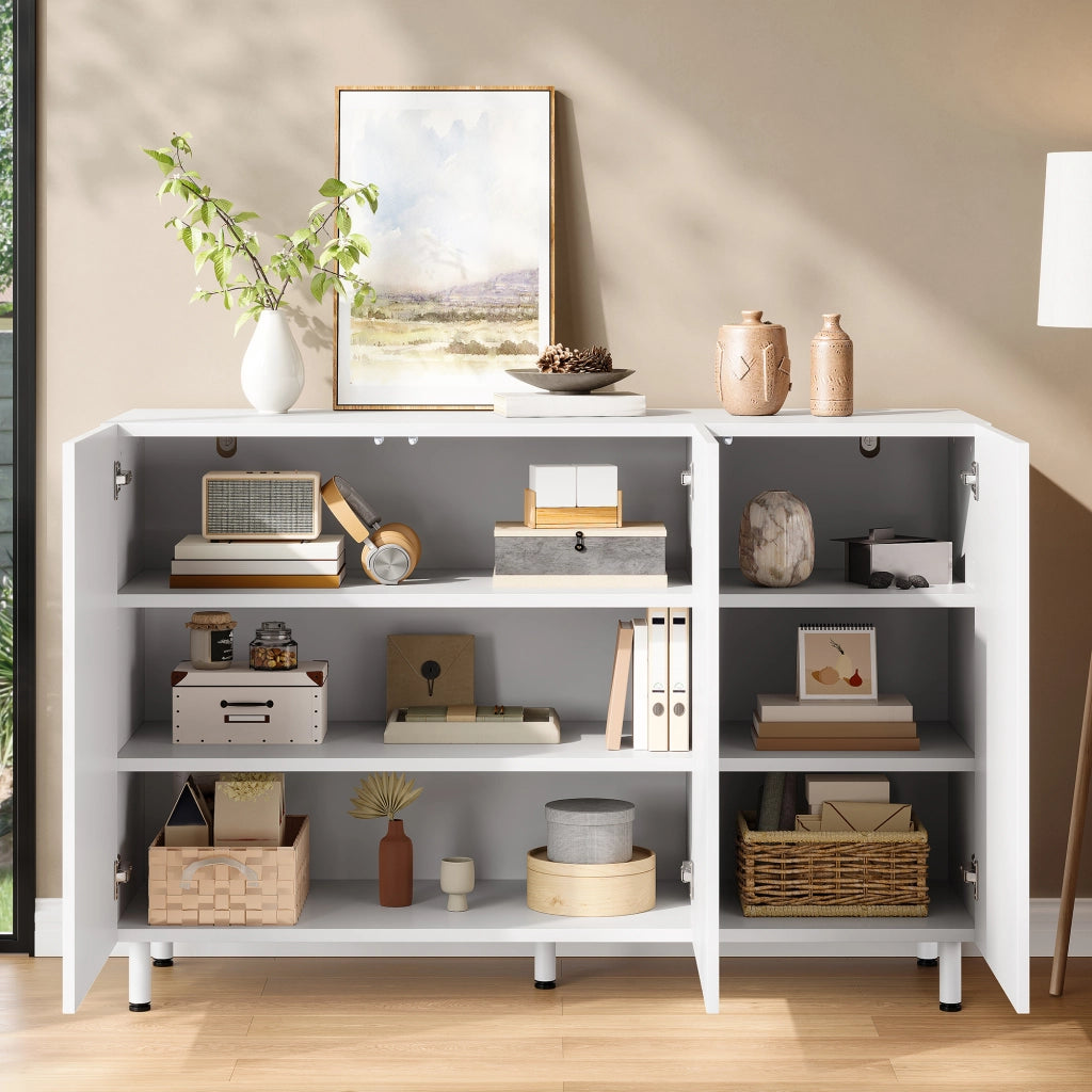 Credenza con 3 ante e ripiani regolabili; chiusura ammortizzata - per ingresso - bianco