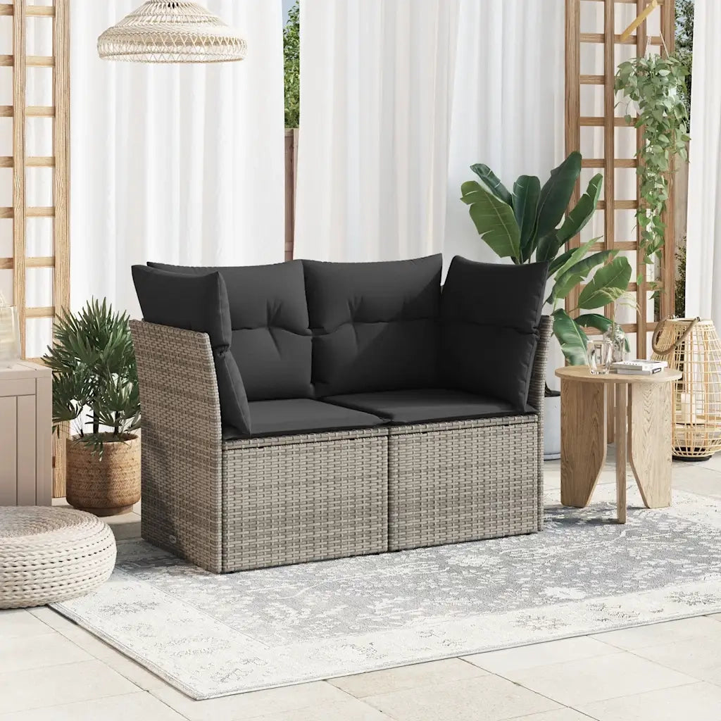 Divano da Giardino con Cuscini 2 Posti-Sofa da giardino Grigio in Polyrattan 937861