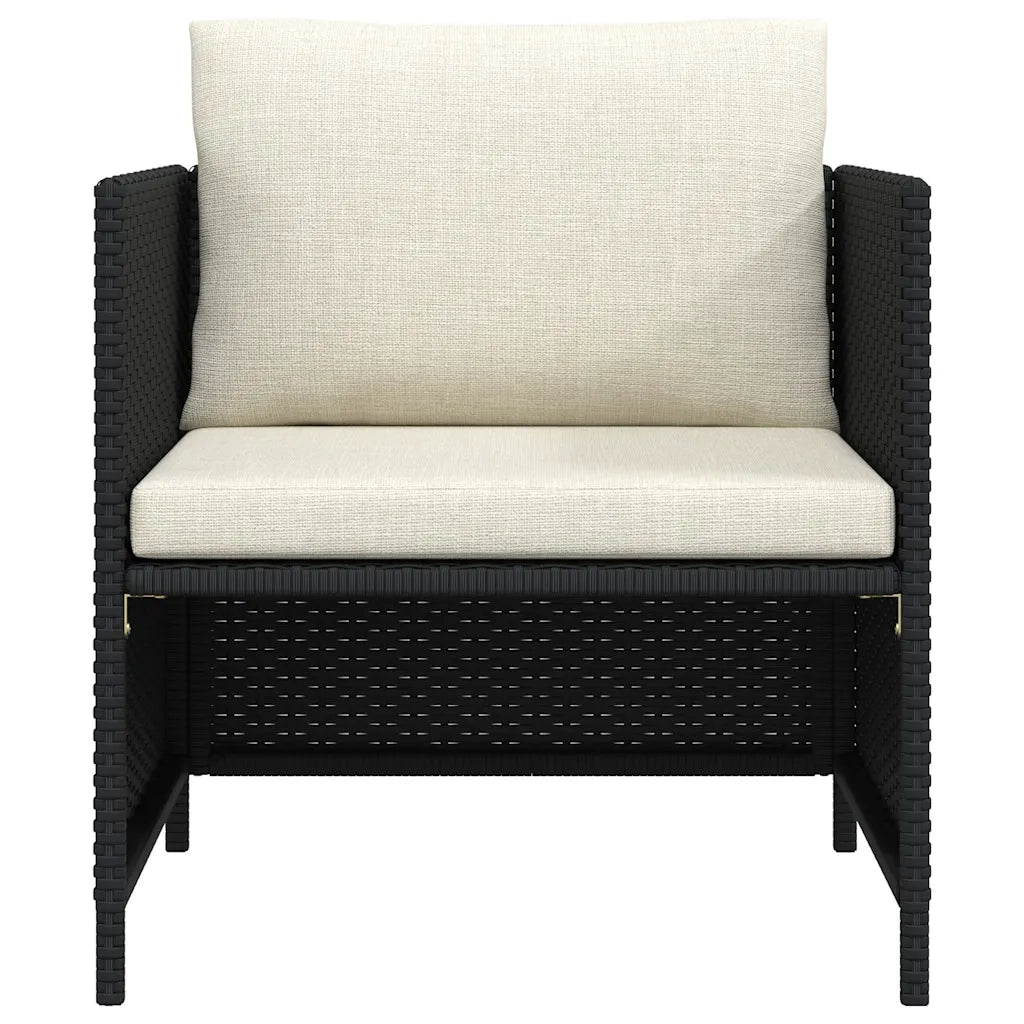 Poltrona da Giardino con Cuscini in Polyrattan Nero cod mxl 70681