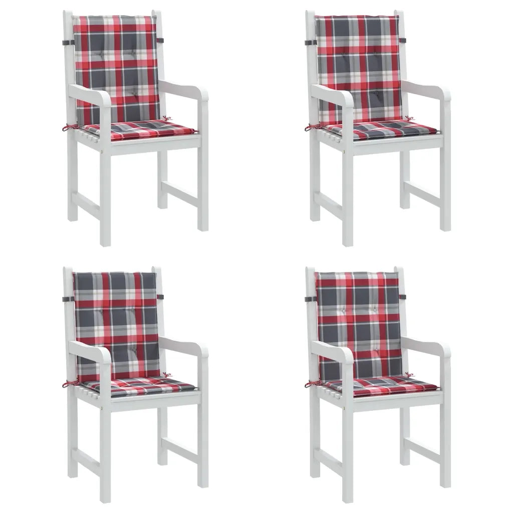 Cuscini per Sedia 4 pz | Cuscini per sedie a Quadri Rossi 100x50x3cm Tessuto Oxford