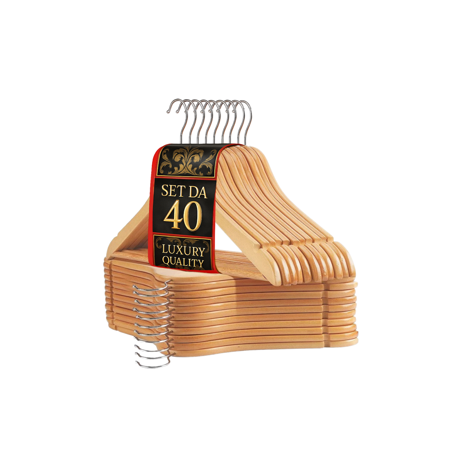 Grucce Appendiabiti Legno Naturale Universali Gancio Girevole Scanalature Spallina Barra Antiscivolo Bordi Arrotondati Salvaspazio Resistenti Leggere Uso Domestico Lavorativo Quantità: 20