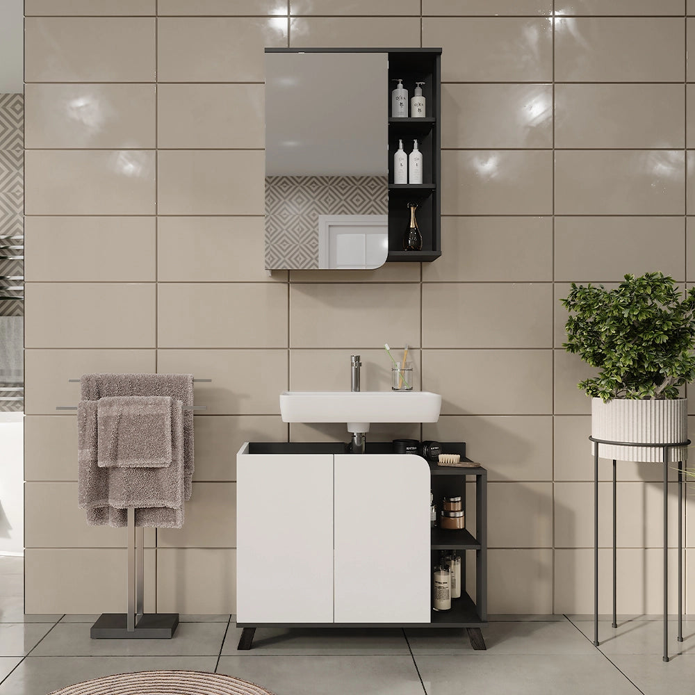 Vicco Set di mobili da bagno Antracite/bianco 2 parti