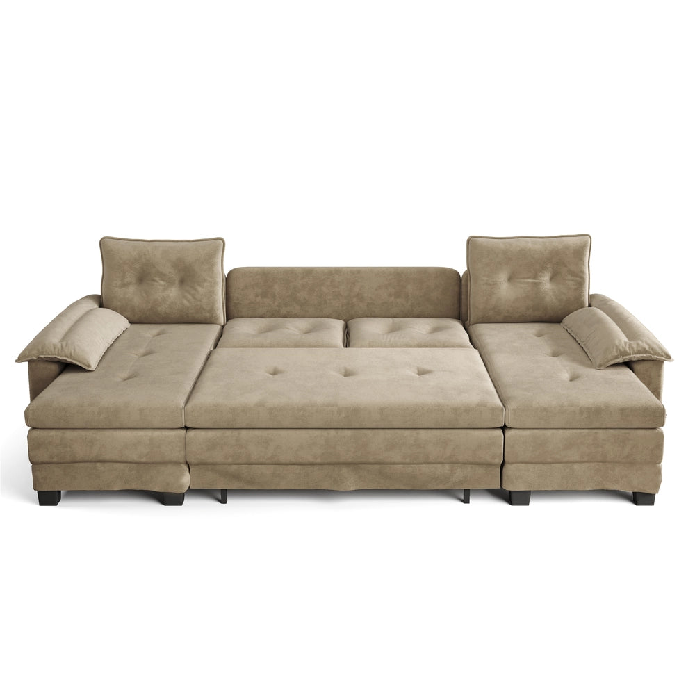 Divano Angolare U 278cm con Letto Estraibile e USB ¨C Xylo ¨C Cammello