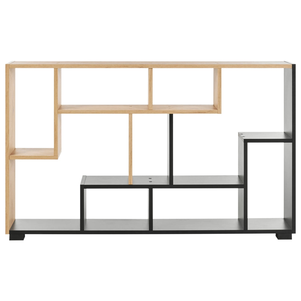 Libreria Industriale 9 Scaffali Legno chiaro e Struttura Nera con schienale aperto stile moderno