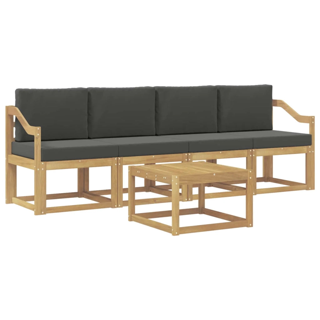 Set di divani da esterno con cuscino 5 pcs Bianco e Antracite