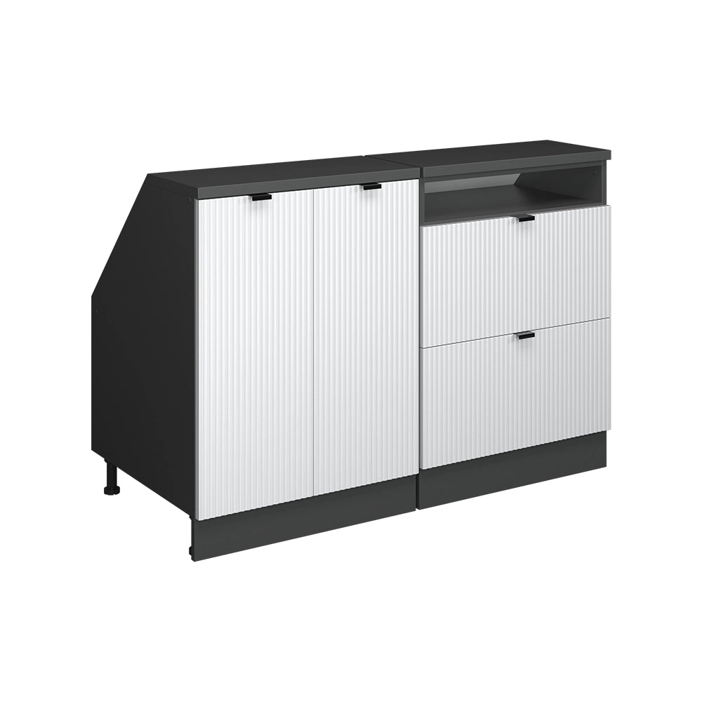 Mobile cucina sottotetto R-Line Ondulazione bianca/Antracite 120 cm Set di 2 carcasse armadio profondità 60 cm Vicco