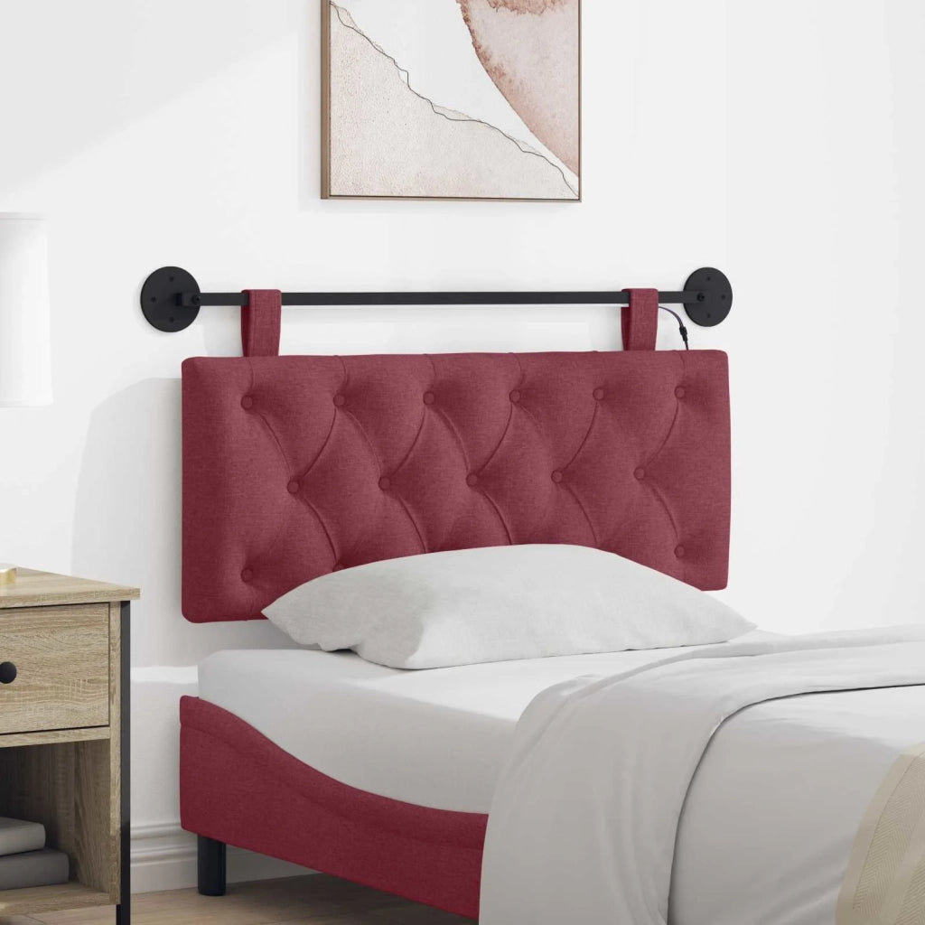 Testiera | Testata sospesa Con luce LED Rosso Vino Tessuto
