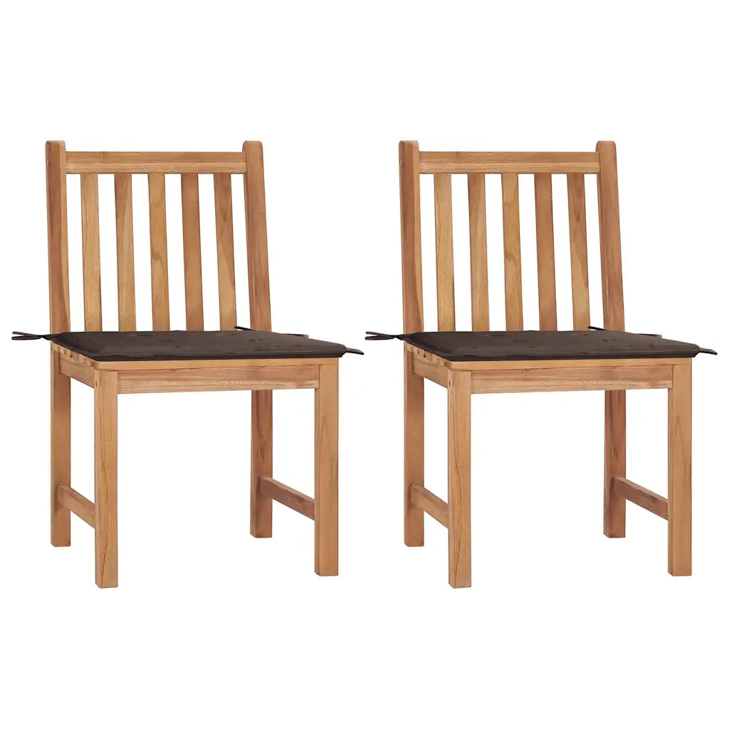 Sedie da Giardino 2 pz con Cuscini in Legno Massello di Teak cod mxl 25170