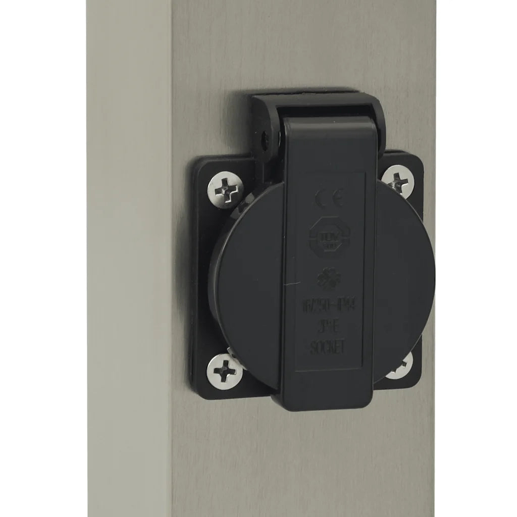 Lampada a paletto con presa elettrica 50 cm Acciaio Inox IP44 4006059