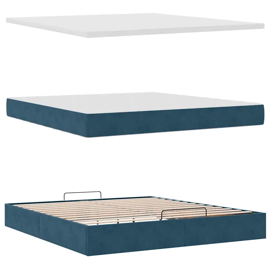 Struttura Letto Pouf con Materasso 160x200 cm in Velluto 3312564