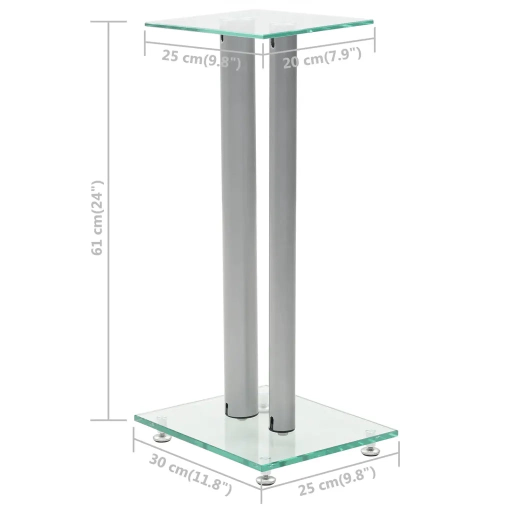 Supporti per Altoparlanti 2 pz Vetro Temperato a Colonne Argento CFW5203876