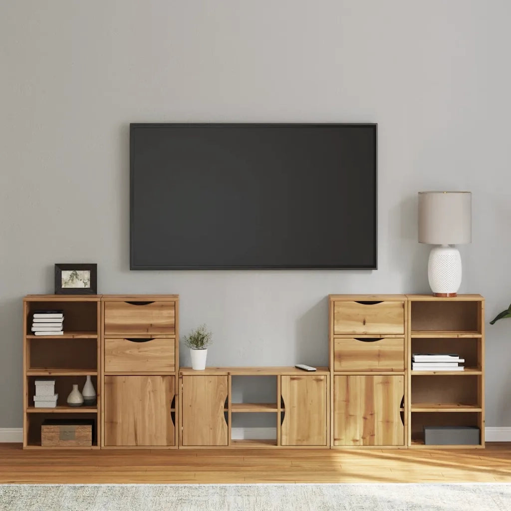 Mobile TV 5 pz con Contenitore ODDA in Legno Massello di Pino 3365368