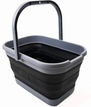 Emiciclo portatile rettangolare - 12L - grigio/nero - secchio multifunzionale per bagno