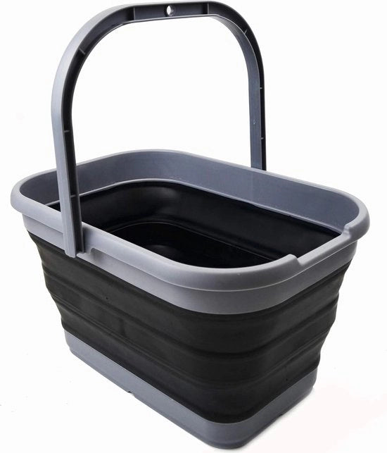 Emiciclo portatile rettangolare - 12L - grigio/nero - secchio multifunzionale per bagno