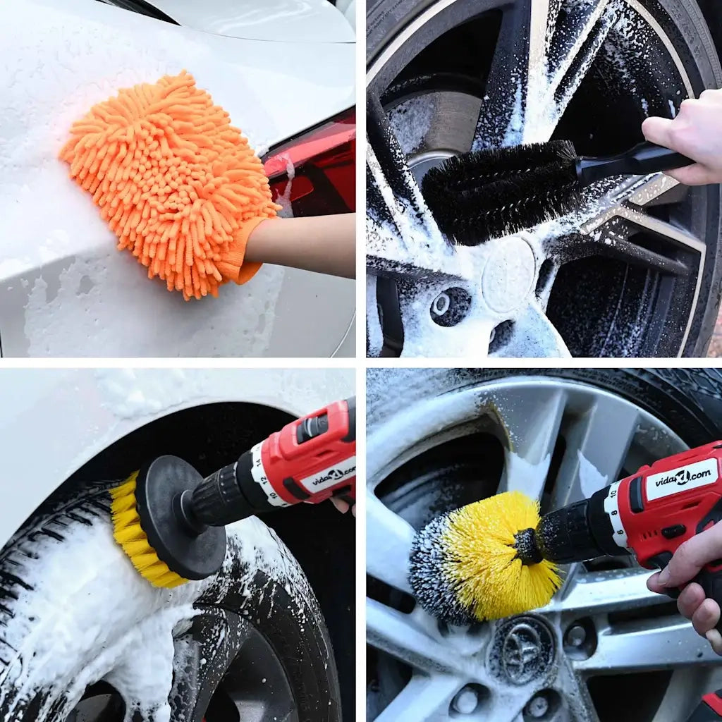 vidaXL Set di Spazzole per Pulizia Auto 14 pcs 14 pcs Multi Colore
