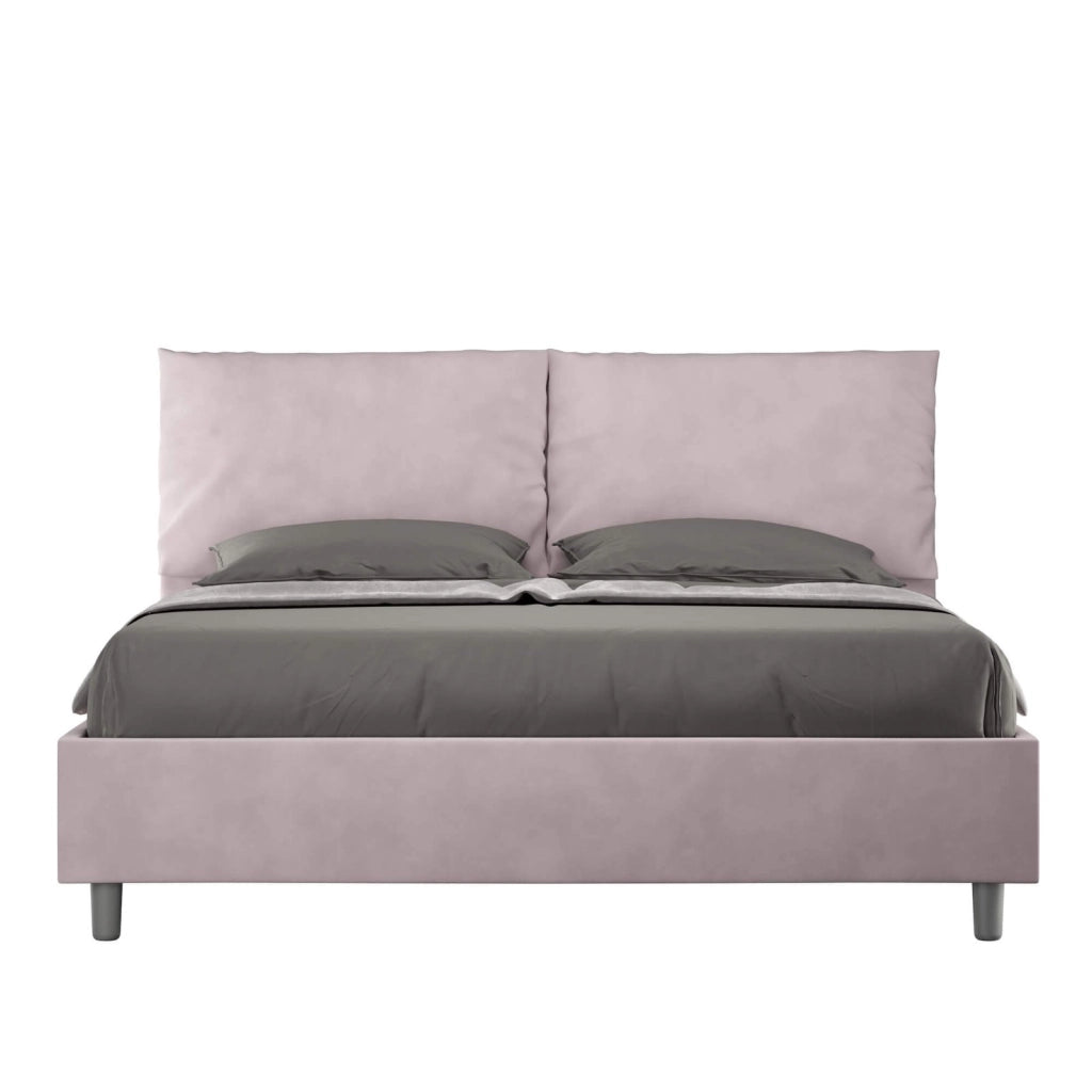 Letto matrimoniale senza rete imbottito 160x190 microfibra glicine Antea