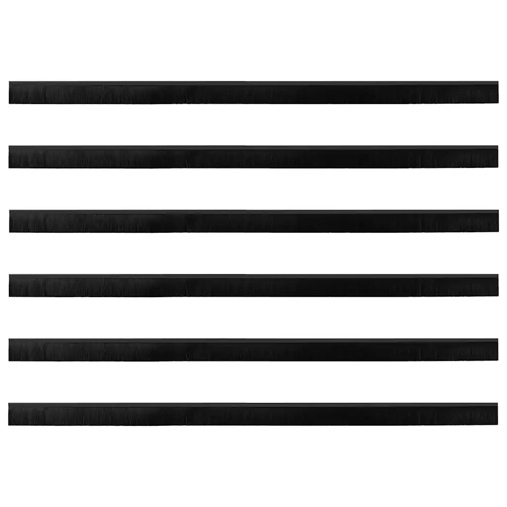 Spazzole per porte a vite 6 pcs Nero 100 cm Lega di alluminio