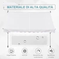 Tenda da Sole a Bracci 3x1.5m con Manovella e Struttura Telescopica, Bianco