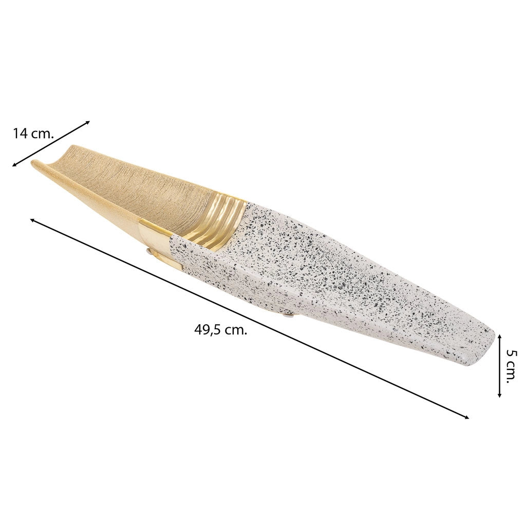 Centrotavola in ceramica dorata 49,5x14x5h