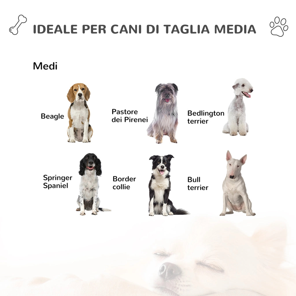 Easycomfort Cuccia per Cani Taglia Media con 2 Porta Ciotole, Box Esterno e Tetto in Bitume, 130x93x92cm