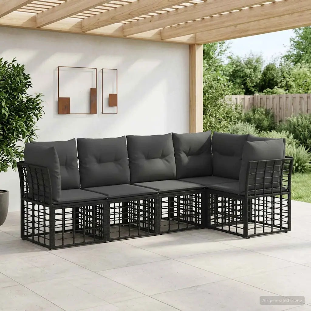 Set di divani da esterno Nero Poliestere