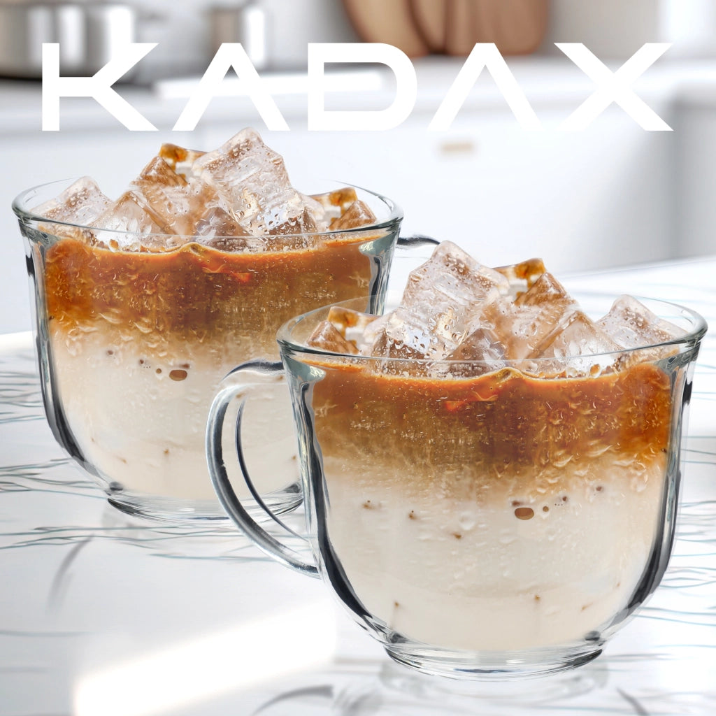 Bicchiere grande KADAX da 480 ml con manico per caffè, tè, bevande invernali e latte macchiato.