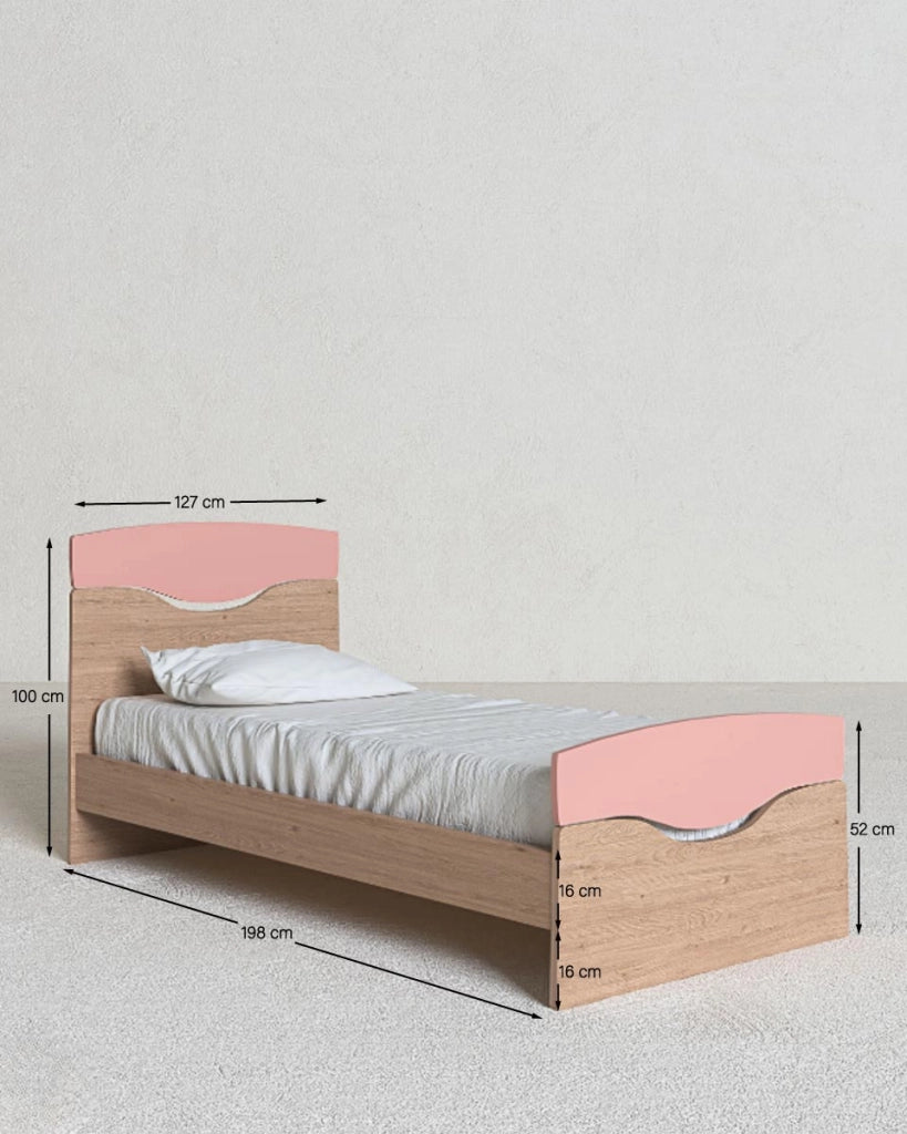 Letto Smile con fascioni e pediera - Letto singolo 127 x 197 - Struttura Virginia e rosa - Rete e materasso esclusi_
