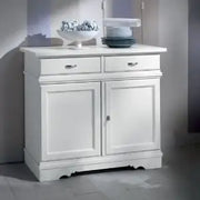 Credenza madia buffet in legno massiccio Shabby chic 2 ante mod Beverly bianca