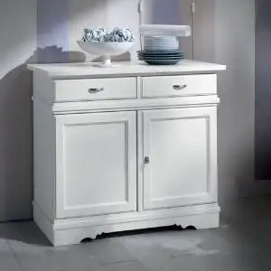 Credenza madia buffet in legno massiccio Shabby chic 2 ante mod Beverly bianca