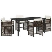 Set da Pranzo per Giardino 5 pz | Set Salotto da Giardino Marrone polyrattan