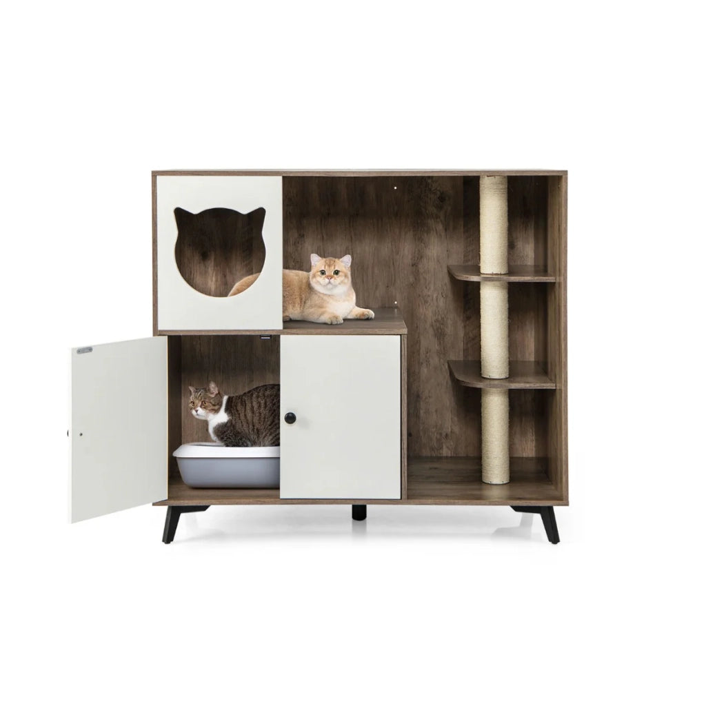 Mobiletto per gatti con lettiera 100 x 51 x 91 cm comodo e spazioso design contemporaneo in legno marrone 20_0011727