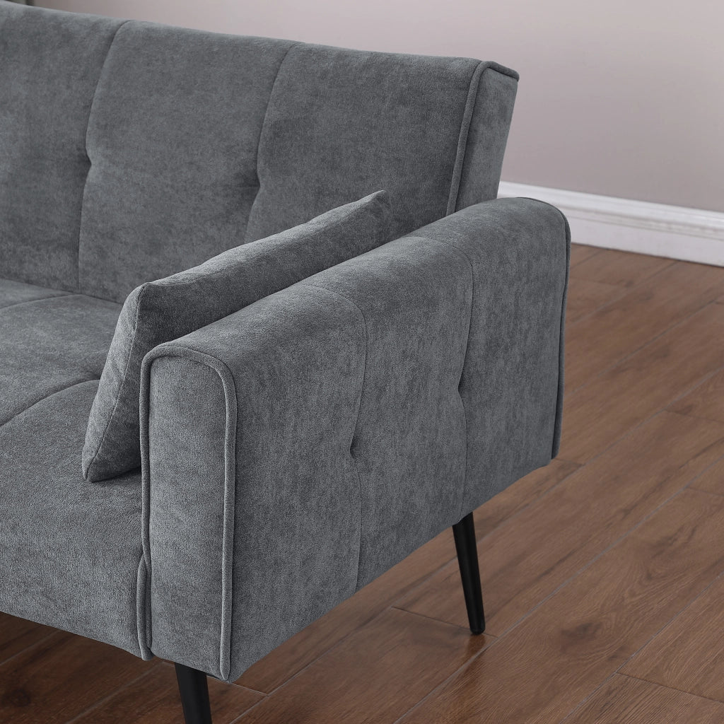 Divano letto convertibile con schienale regolabile e struttura stabile in tessuto grigio per salotto 175 × 71 × 71 cm