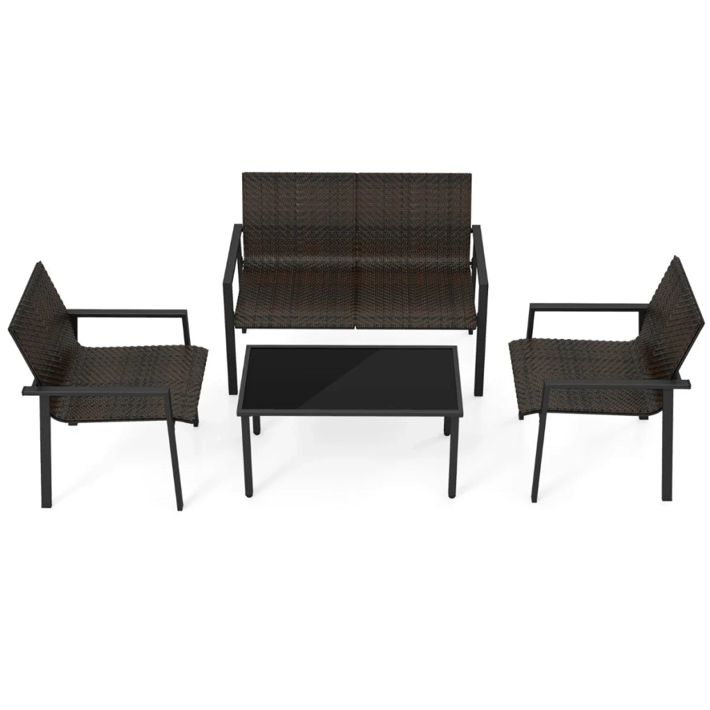 Set di 4 mobili da giardino 67 x 117 x 84 cm design ergonomico con telaio zincato stile moderno rattan PE marrone 20_0017384